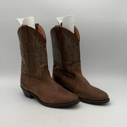 Laredo Mens Brown Leather Mid Calf Pull On Cowboy Western Boots Size 10.5E image number 3