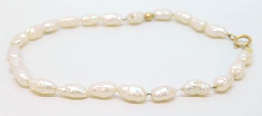 14K Yellow Gold Freshwater Pearl Bracelet 3.6g image number 4