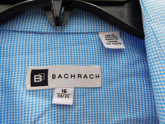 Bachrach Men's Blue Spread Collar Shirt Size 16 image number 3