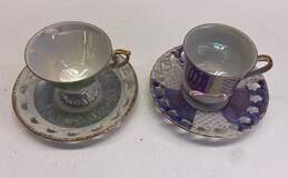 2 Norleans Tea Cup and Saucer 4 Piece Lusterware Blue and Green Tea Set alternative image