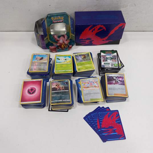 Bundle of Assorted Pokemon Trading Cards In Tin & Box image number 1