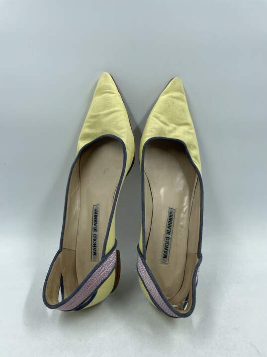Authentic Manolo Blahnik Yellow Pointed Flats W 7.5 image number 6