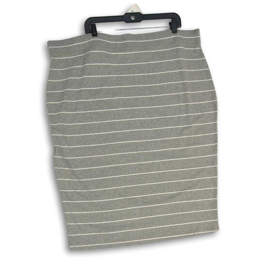 NWT Womens Gray White Striped Pull On Straight And Pencil Skirt Size 3X image number 2