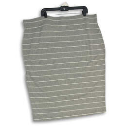 NWT Womens Gray White Striped Pull On Straight And Pencil Skirt Size 3X alternative image