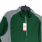NWT Mens Green Gray 1/4 Zip Mock Neck Long Sleeve Pullover T-Shirt Size XL image number 3