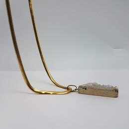 Sterling Silver Druzy Gold Tone Snake Chain Pendant Necklace 21.7g alternative image