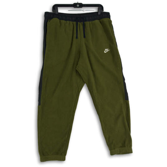 Mens Green Elastic Waist Slash Pocket Drawstring Jogger Pants Size XXL image number 1