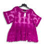 NWT Womens Purple Lace Short Sleeve Round Neck Pullover Blouse Top Sz 18/20 image number 4