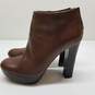 Michael Kors Brown Leather Block Heel Platform Ankle Boots Size 6.5 image number 3