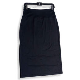 Womens Black Elastic Waist Flat Front Pull-On Straight & Pencil Skirt Sz S alternative image