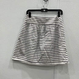 Womens Black White Striped Pleated Side Zip Regular Fit A-Line Skirt Sz XS alternative image