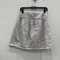 Womens Black White Striped Pleated Side Zip Regular Fit A-Line Skirt Sz XS image number 2
