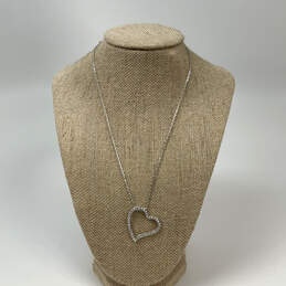 Designer Swarovski Silver-Tone Crystal Open Heart Pendant Necklace w/ Box