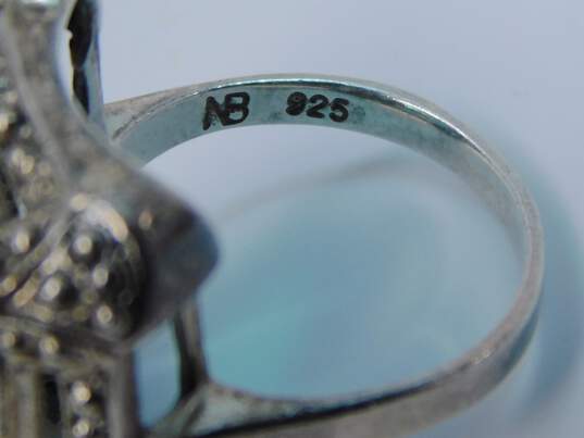 NB Nicky Butler 925 Teal Blue Spinel Faceted Dotted Rectangle Statement Ring 10.3g image number 5