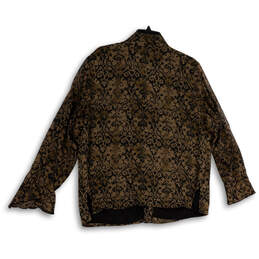 Womens Brown Black Floral Long Sleeve Point Collar Button-Up Shirt Sz 14/16 alternative image