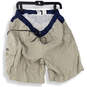 Mens Ivory Flat Front Elastic Waist Cargo Pocket Swim Trunks Size XL image number 1