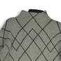 Mens Gray Black Knit Geometric Mock Neck Long Sleeve Pullover Sweater Size L image number 3