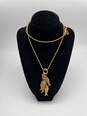Authentic Womens Gold Tone Lobster Clasp Two Strands Chain Necklace image number 1