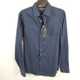 Michael Kors Men Blue Logo Button Up Shirt S NWT