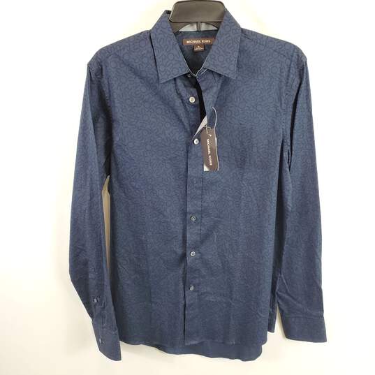 Michael Kors Men Blue Logo Button Up Shirt S NWT image number 1