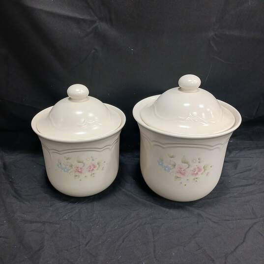 2 Pfaltzgraff Tea Rose Stoneware Canisters image number 1