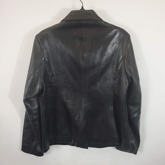 Juliano Celini Women Black Leather Blazer Sz XL image number 3