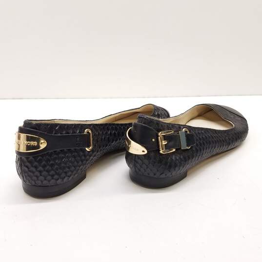 Michael Kors Leather Snake Embossed Flats Black 8.5 image number 4