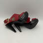 Womens Red Leather Open Toe Stiletto Heel Ankle Strap Sandals Size 8.5 image number 4