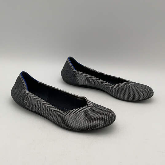 Womens Gray Knitted Round Toe Low Top Slip-On Ballet Flats Size 8.5 image number 4
