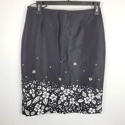 Tahari Women Black Floral Midi Pencil Skirt Sz 4