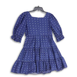 Womens Blue Puff Sleeve Square Neck Tiered Babydoll Mini Dress Size 6 alternative image