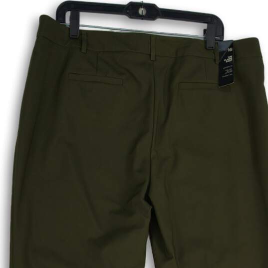 NWT Womens Green Flat Front Slash Pocket Straight Leg Ankle Pants Size 16 image number 4