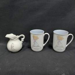Set of 3 Vintage Precious Moments Collection "Mom & Joan" Mugs & "Mother Sew Dear" Creamer