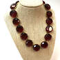 Designer J. Crew Gold-Tone Red Crystal Cut Stone Statement Necklace image number 1