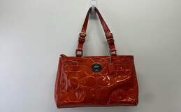 COACH F14413 Orange Patent Leather Signature Embossed Tote Bag