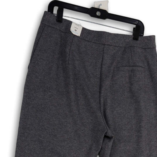 NWT Womens Gray Flat Front Slash Pocket Straight Leg Dress Pants Size 12 image number 4