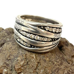 Designer Silpada 925 Sterling Silver Cubic Zirconia Stone Organic Band Ring