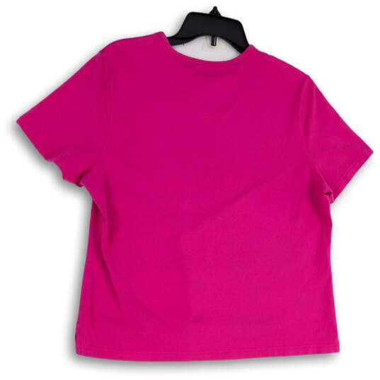 Womens Pink Round Neck Short Sleeve Regular Fit Pullover T-Shirt Size XL image number 2