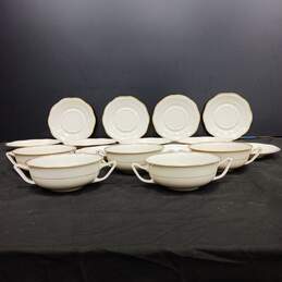 Bundle of 12 MCP Czechoslovakian Made White Ceramic Saucer w/5 Matching Tea Cups