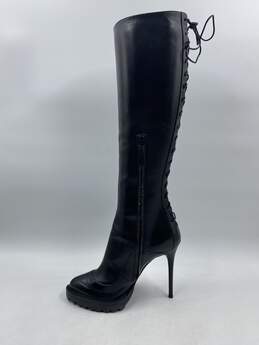 Authentic Alexander McQueen Black Lace-Up Knee-High Boot W 6.5 alternative image