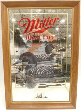 Vintage Miller High Life Beer Series 5 Wildlife Common Loon Mirror Bar Sign