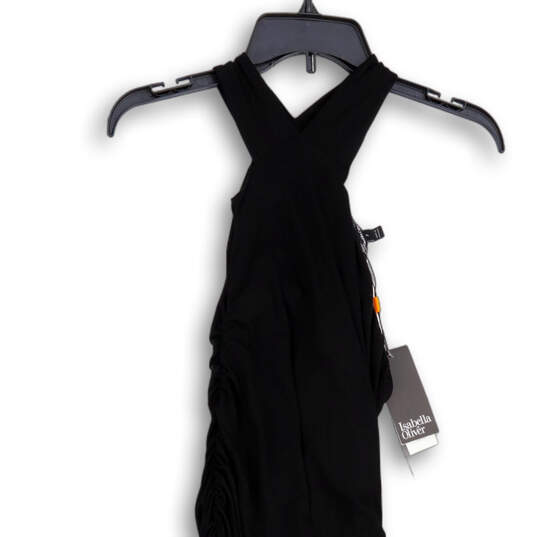 NWT Womens Black Sleeveless V-Neck Ruched Long Bodycon Dress Size 2 image number 3