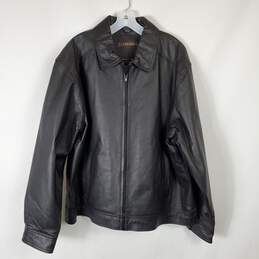 St. John Bay Men Black Leather Jacket SZ XL