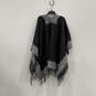 NWT Womens Black Gray Open Front Poncho Cardigan Sweater One Size image number 2