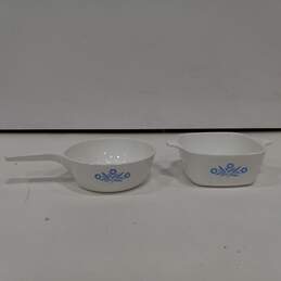 Pair of Corning Ware White Ceramic with Blue Floral Design Roasting Dishes