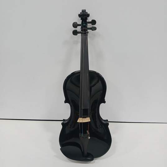 Le Var Black 4 String Violin Model JYVL-E900MB In Case With Bow (Missing A String) image number 3