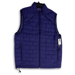 NWT Mens Blue Mock Neck Insulated Full-Zip Quilted Vest Size XL
