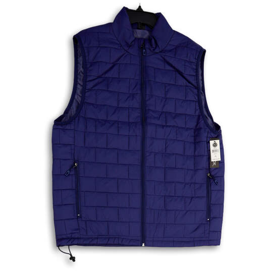 NWT Mens Blue Mock Neck Insulated Full-Zip Quilted Vest Size XL image number 1