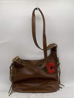 Coach Womens 9257 Brown Red Flower Suede Special Edition Zip Top Crossbody Bag alternative image