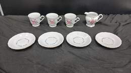8pc Gibson Housewares Victorian Rose Pattern Teacups/Saucers/Creamer